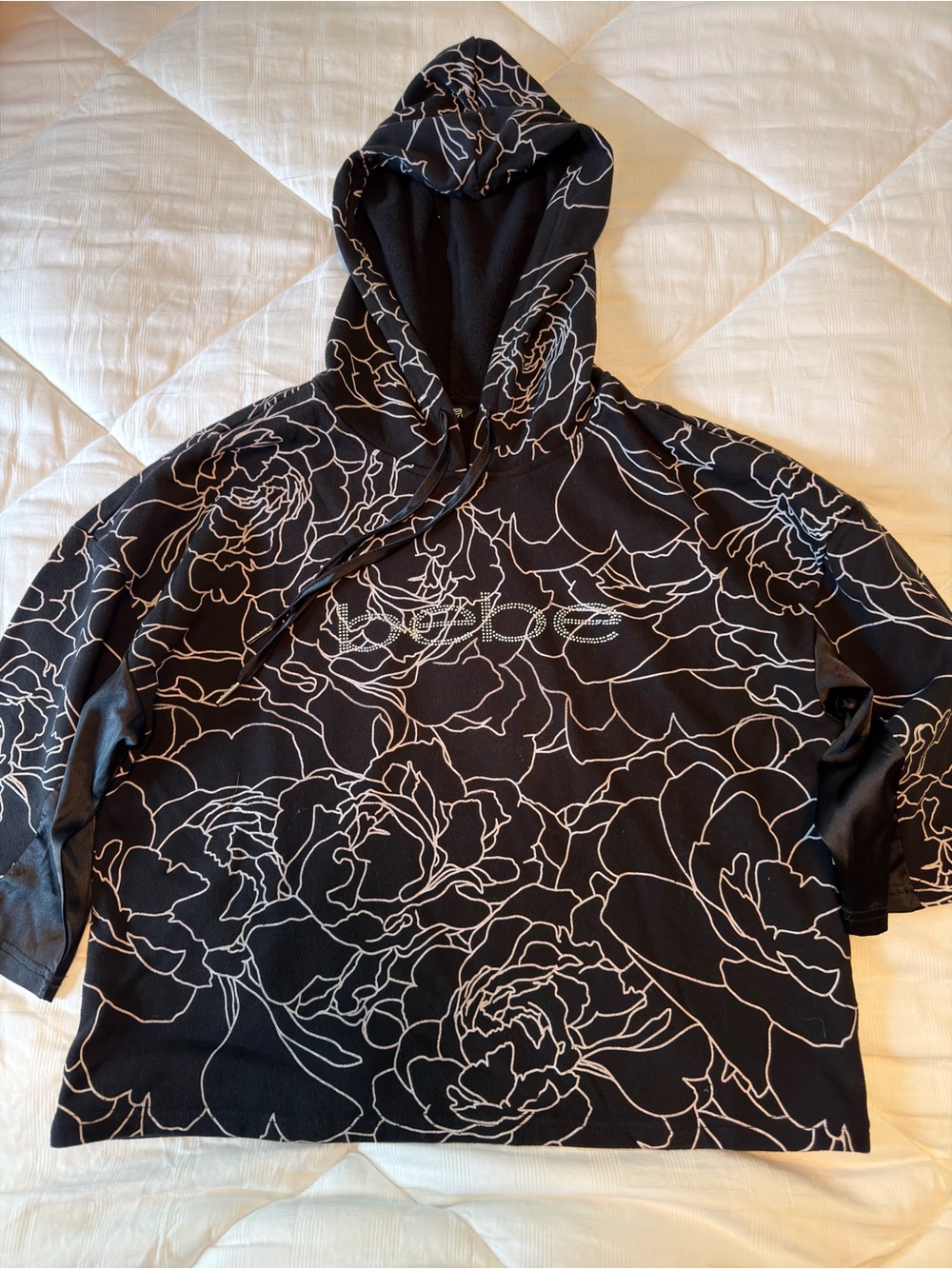 Bebe Sport Cropped Hoodie Satin Trim